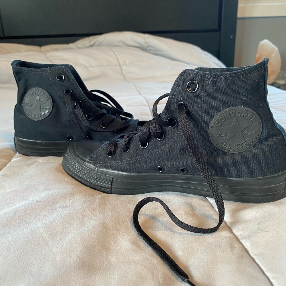 Brand new all black high top converse